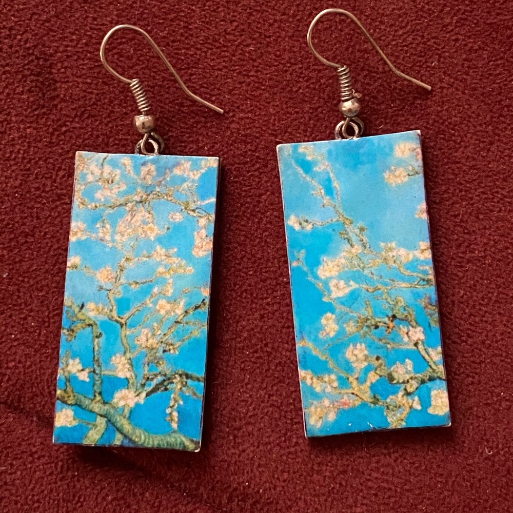 Van Gogh Square Earrings Almond Blossoms